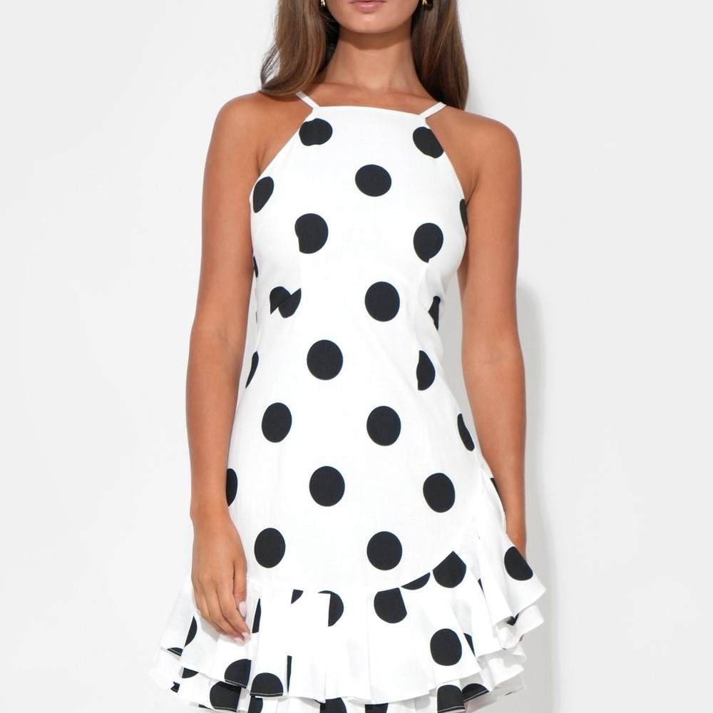 Adelyn Rae White Polka Dot Halter Dress - Picture 2 of 5